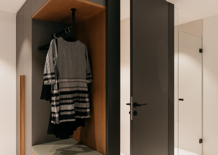 Die neu eingerichteten Zimmer im Untergeschoss zeigen eine moderne Formensprache mit einem klaren Hell-Dunkel-Kontrast.  | © Refugium Lunz / Gregor Hofbauer
